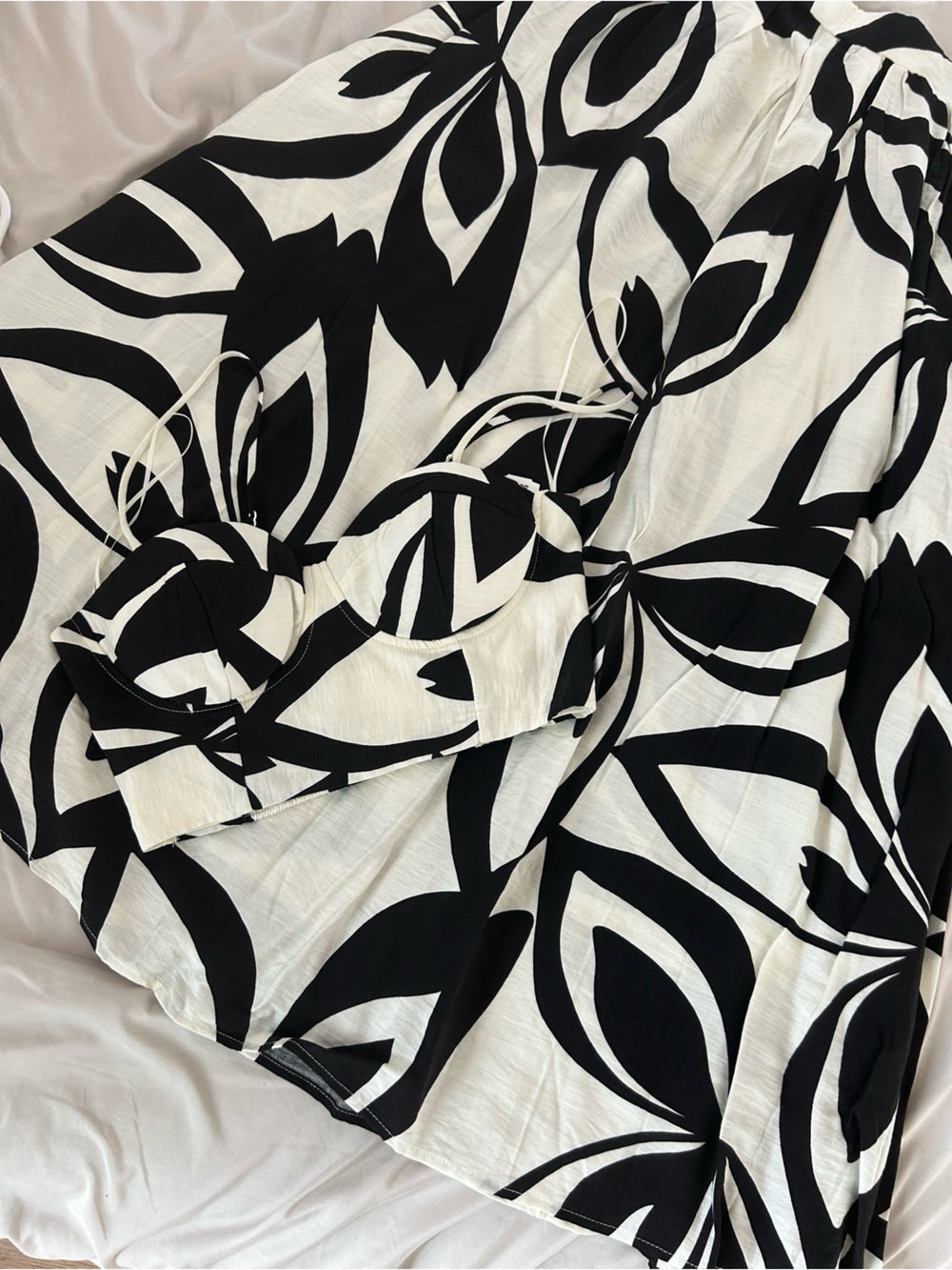Miss Ave Black and White Printed Two-Piece Set